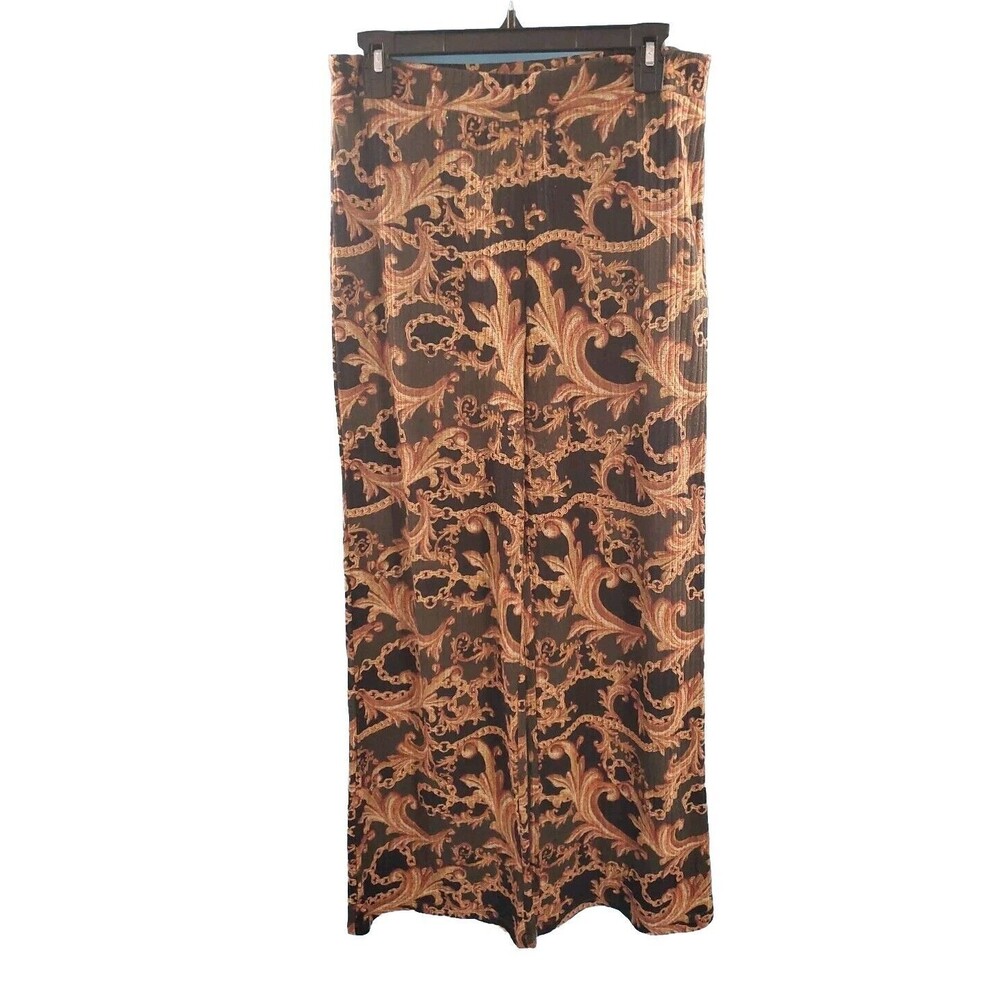 Zara Trafaluc Wide Leg Pants Sz M Lightweight Artsy Print Pull On